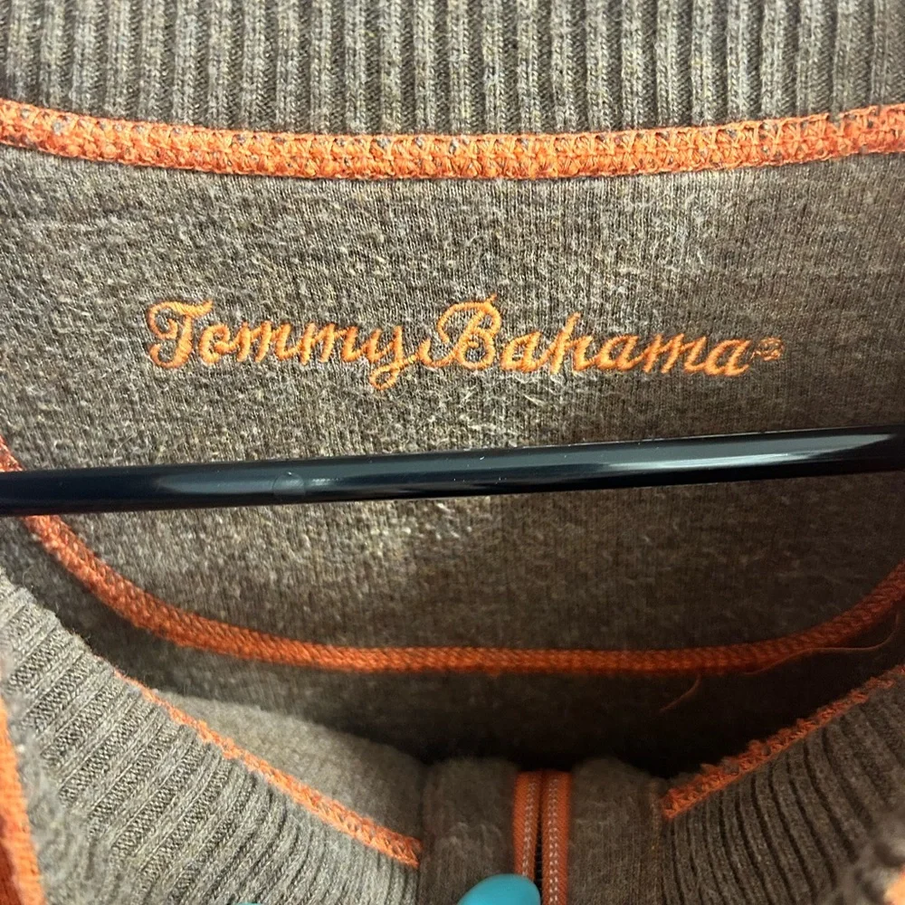 Tommy Bahama Sweater Mens XL Orange Quarter Zip Casual Reversible Sweater